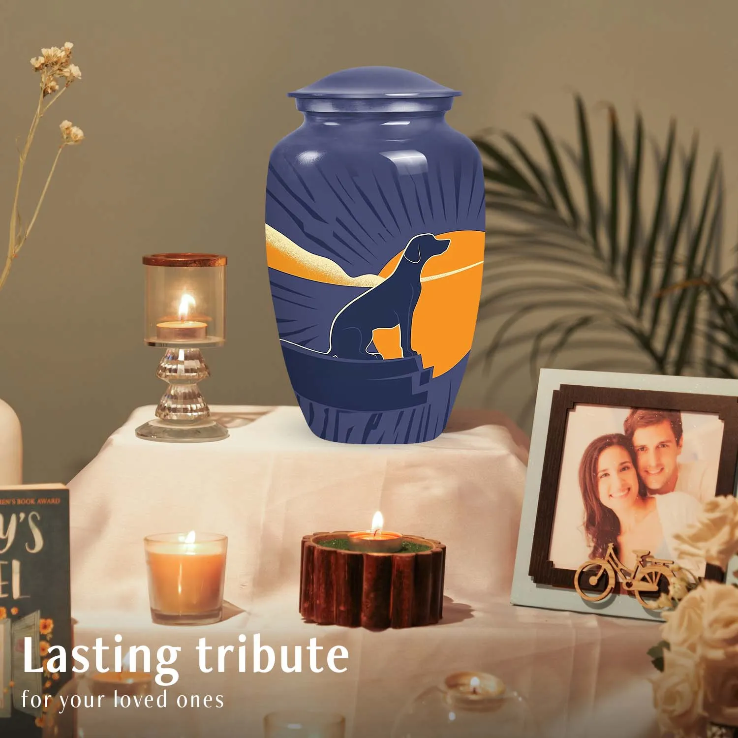 Dog Silhouette Memorial Large Cremation Urn