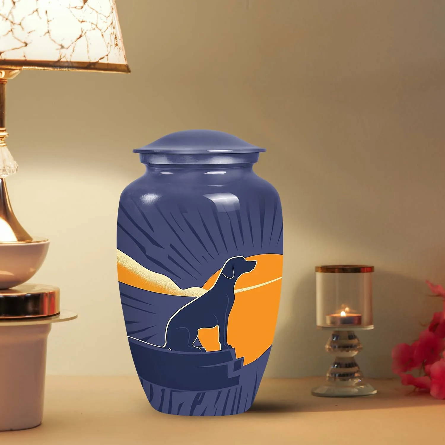 Dog Silhouette Memorial Large Cremation Urn