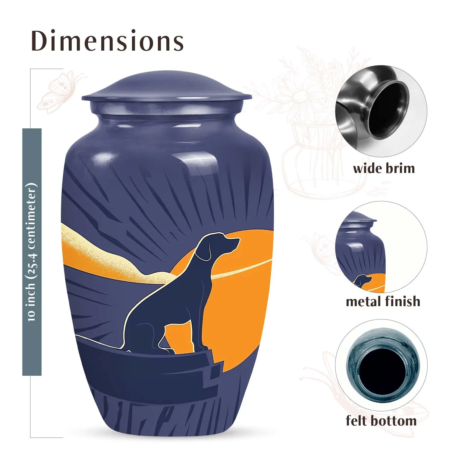 Dog Silhouette Memorial Large Cremation Urn