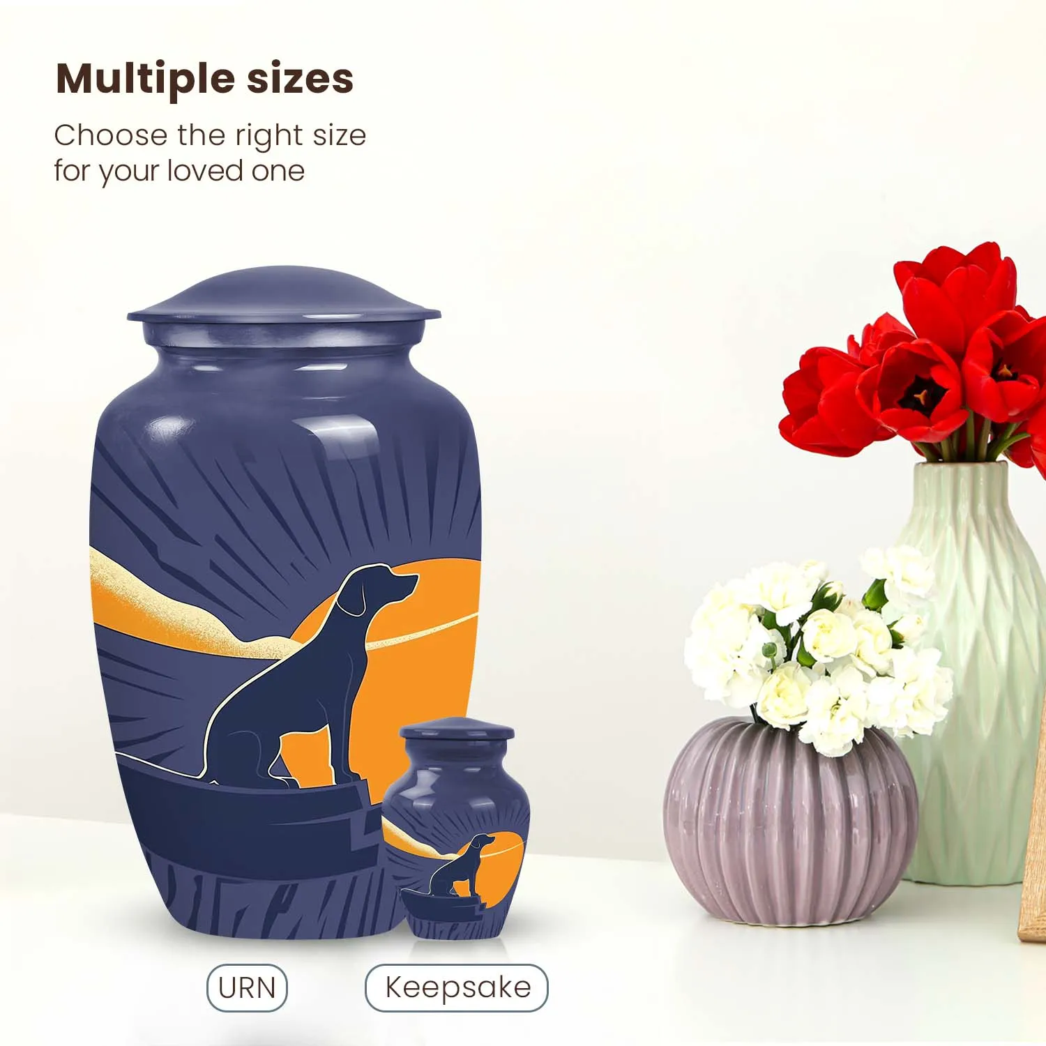 Dog Silhouette Memorial Large Cremation Urn