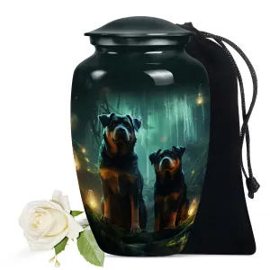 Double Rottweiler Pet Cremation Urn for Ashes