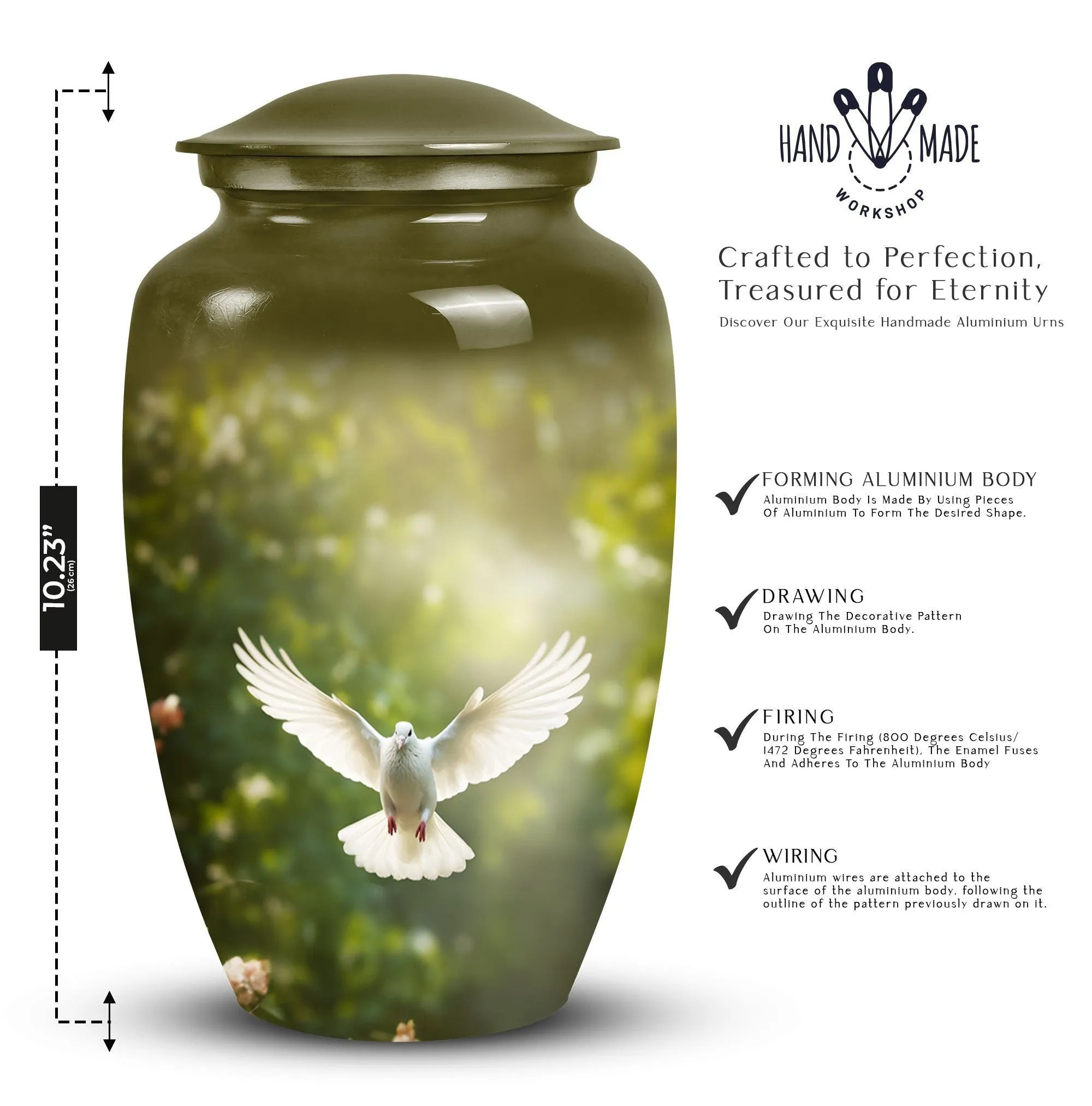 Dove Serenity Keeper - Large Size Aluminium Cremation Urn