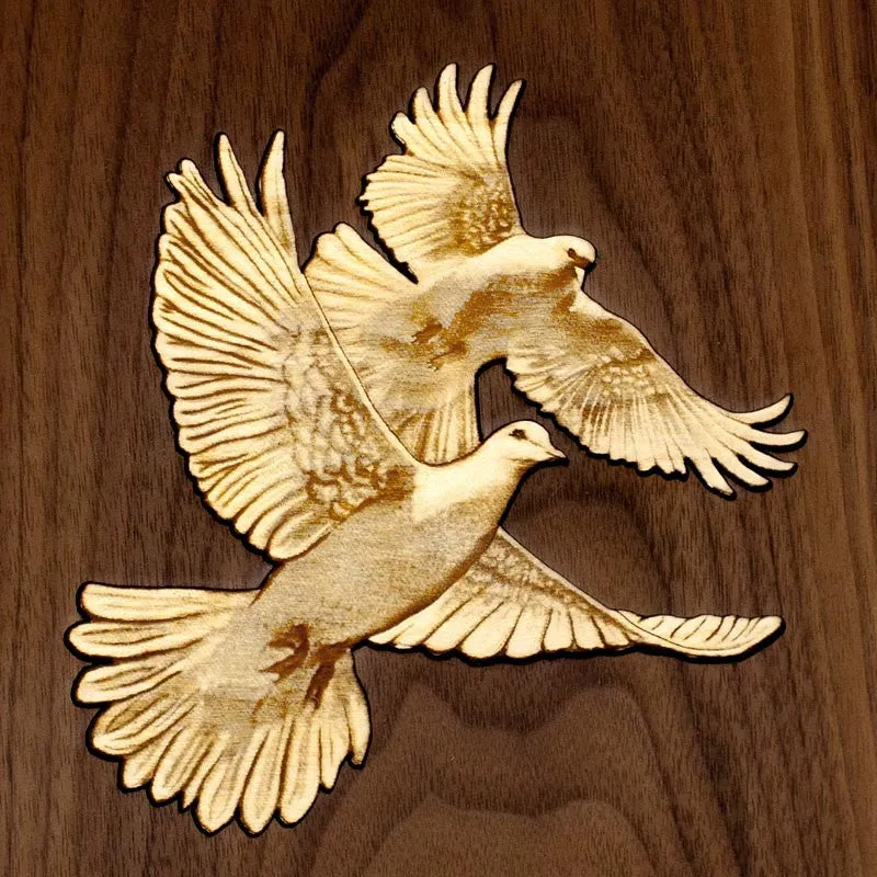 Doves Walnut Wood Cremation Urn with Maple Inlay