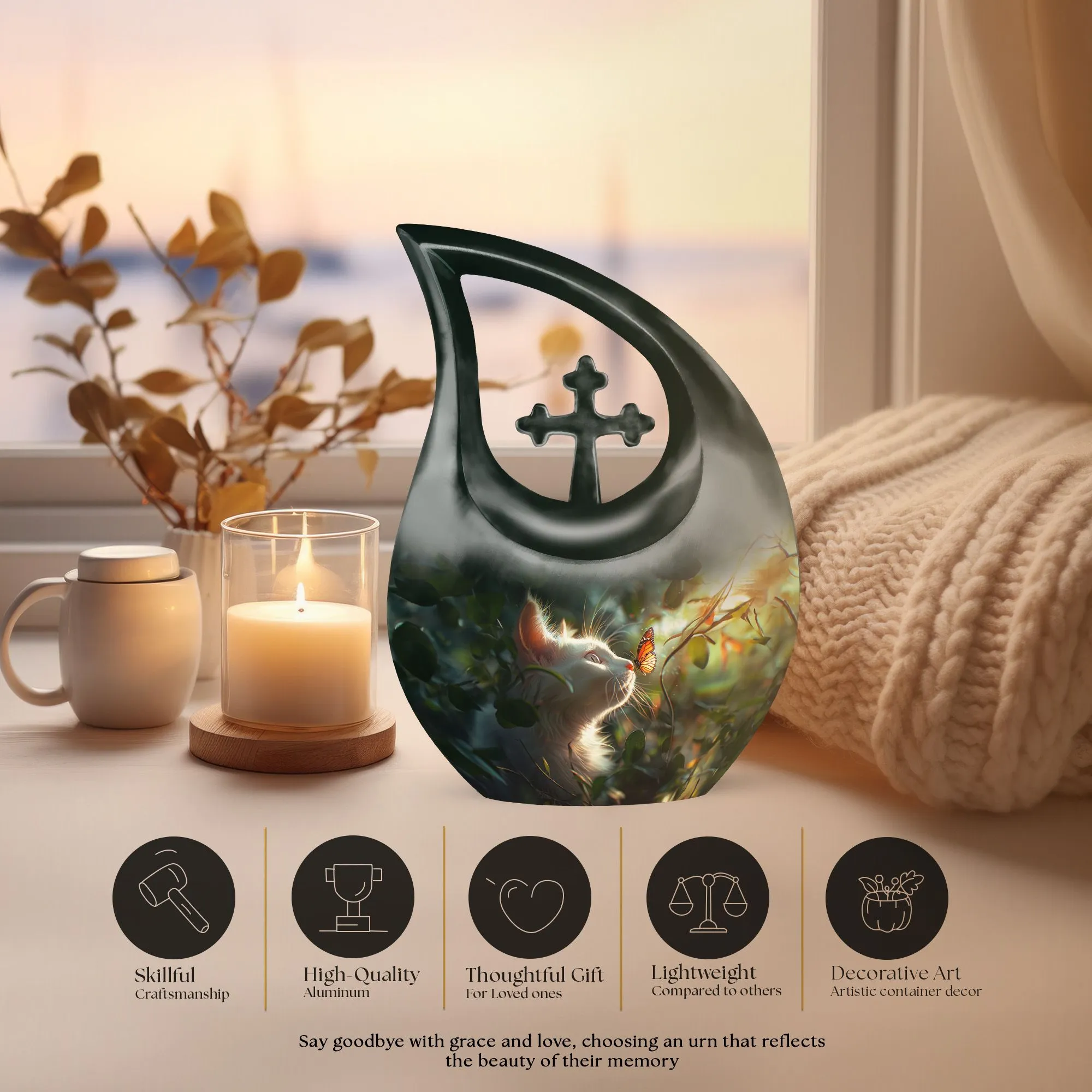 Everlasting Memory: White Cat Memorial Urn - An Affordable Tribute