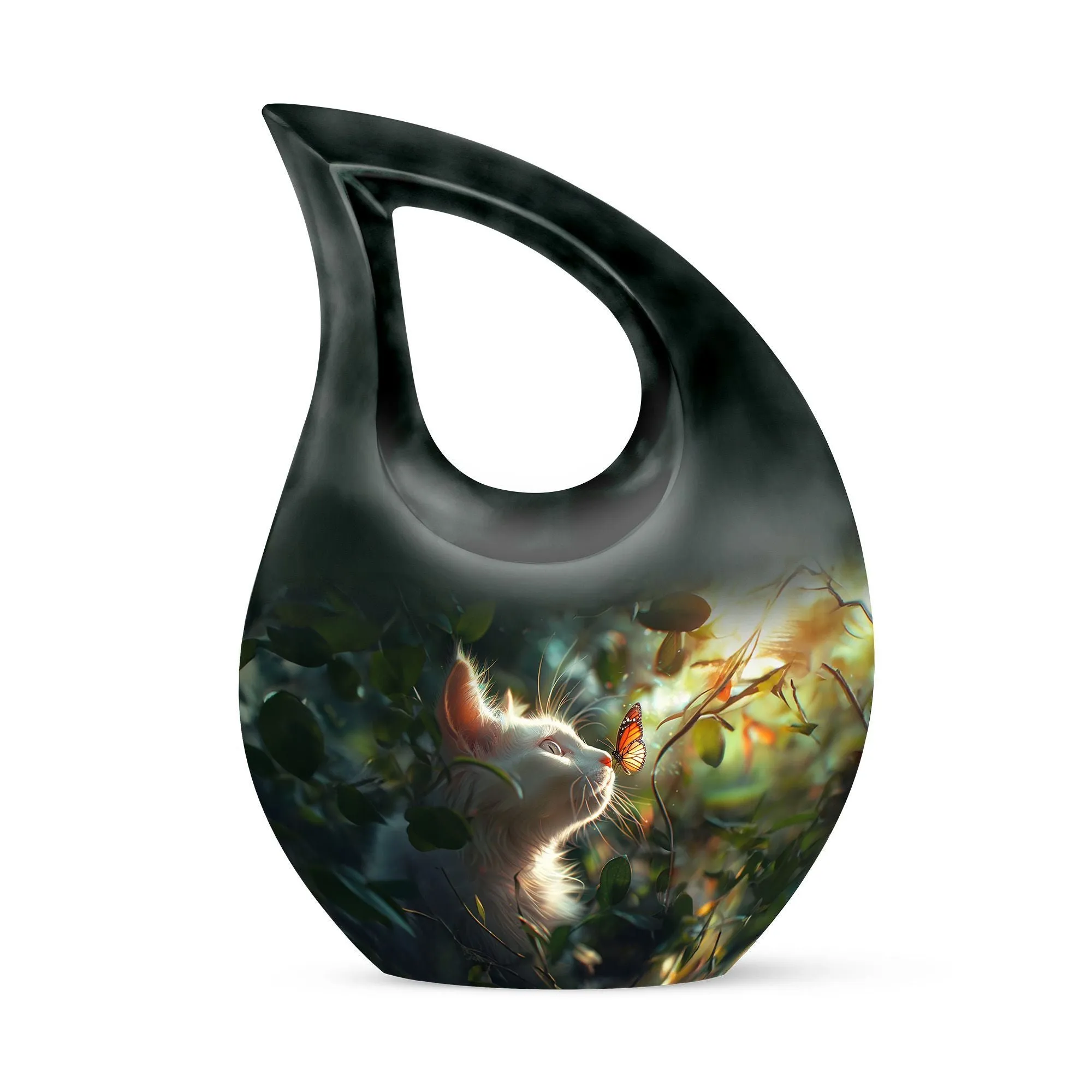 Everlasting Memory: White Cat Memorial Urn - An Affordable Tribute