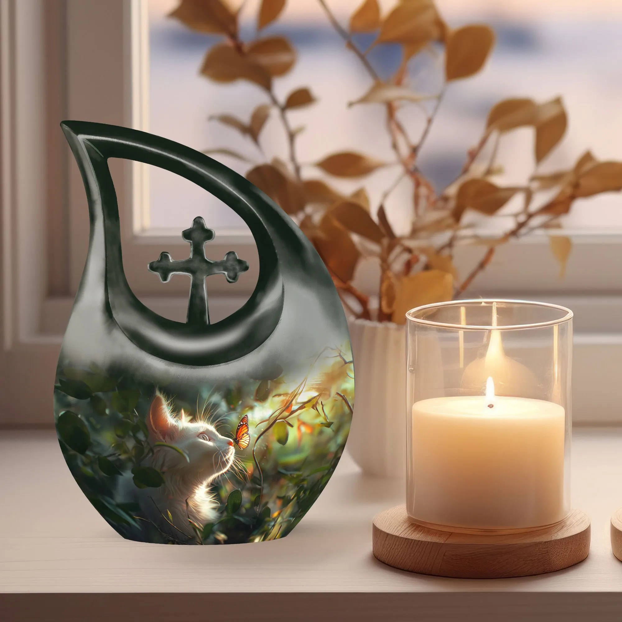 Everlasting Memory: White Cat Memorial Urn - An Affordable Tribute