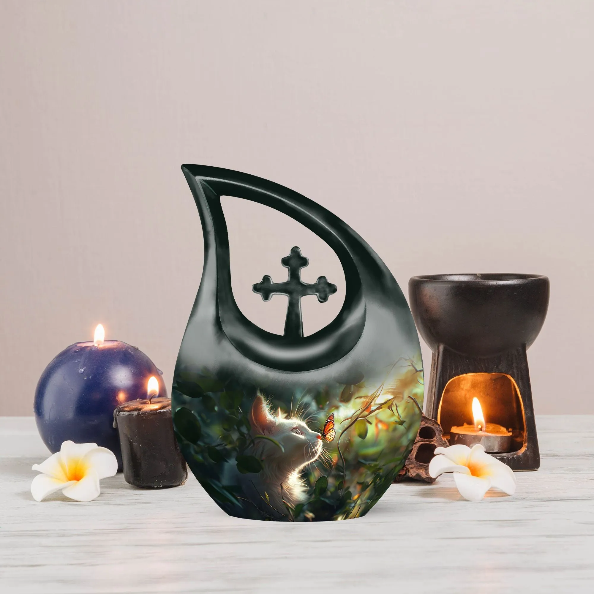 Everlasting Memory: White Cat Memorial Urn - An Affordable Tribute