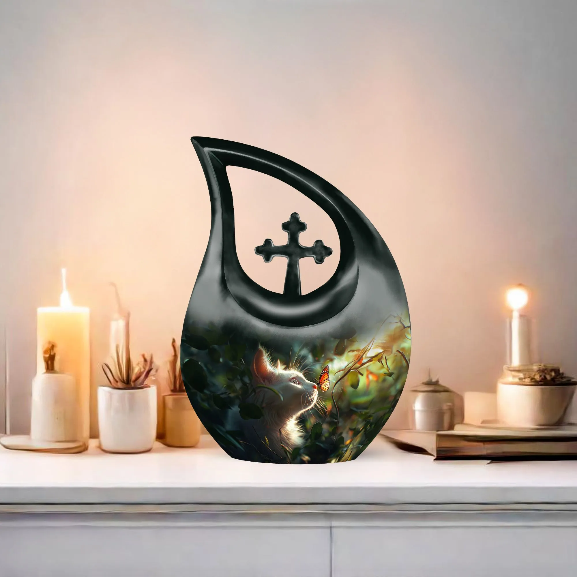 Everlasting Memory: White Cat Memorial Urn - An Affordable Tribute