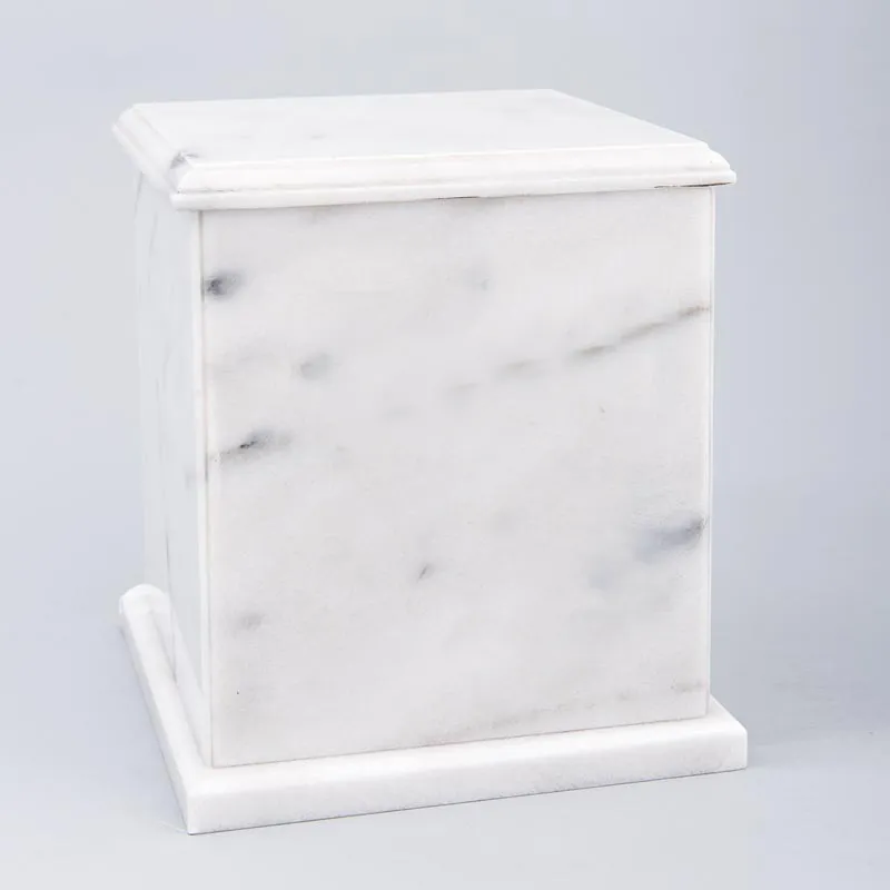 Evermore Square Natural Marble Cremation Urn in White
