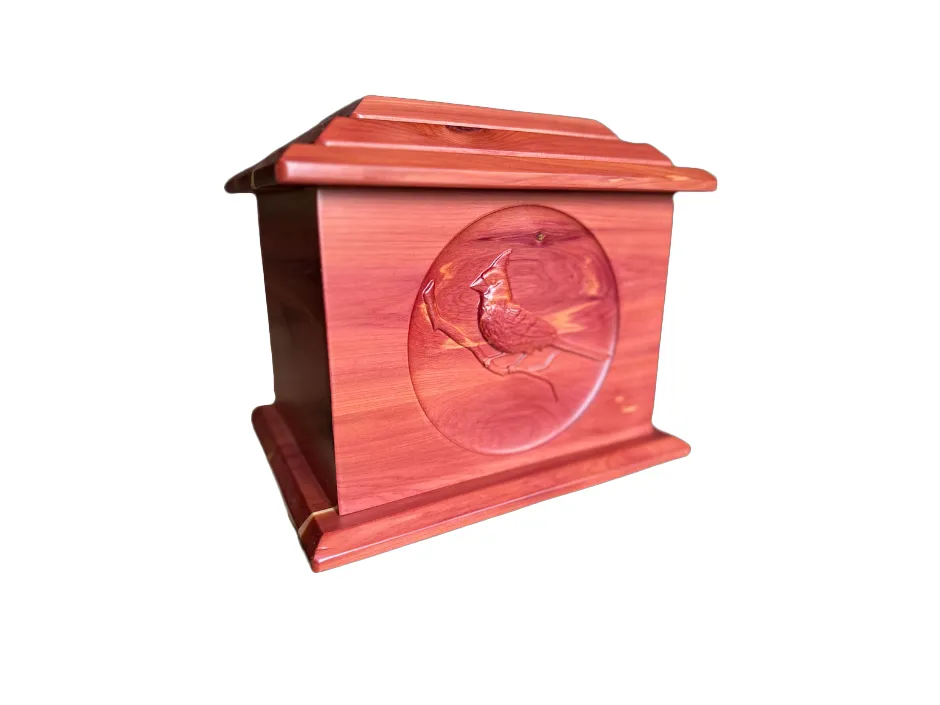 Extra Large Hand-Carved Cardinal Wooden Urn