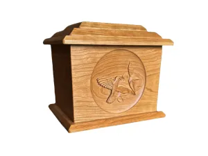Extra Large Hand-Carved Hummingbird Wooden Urn