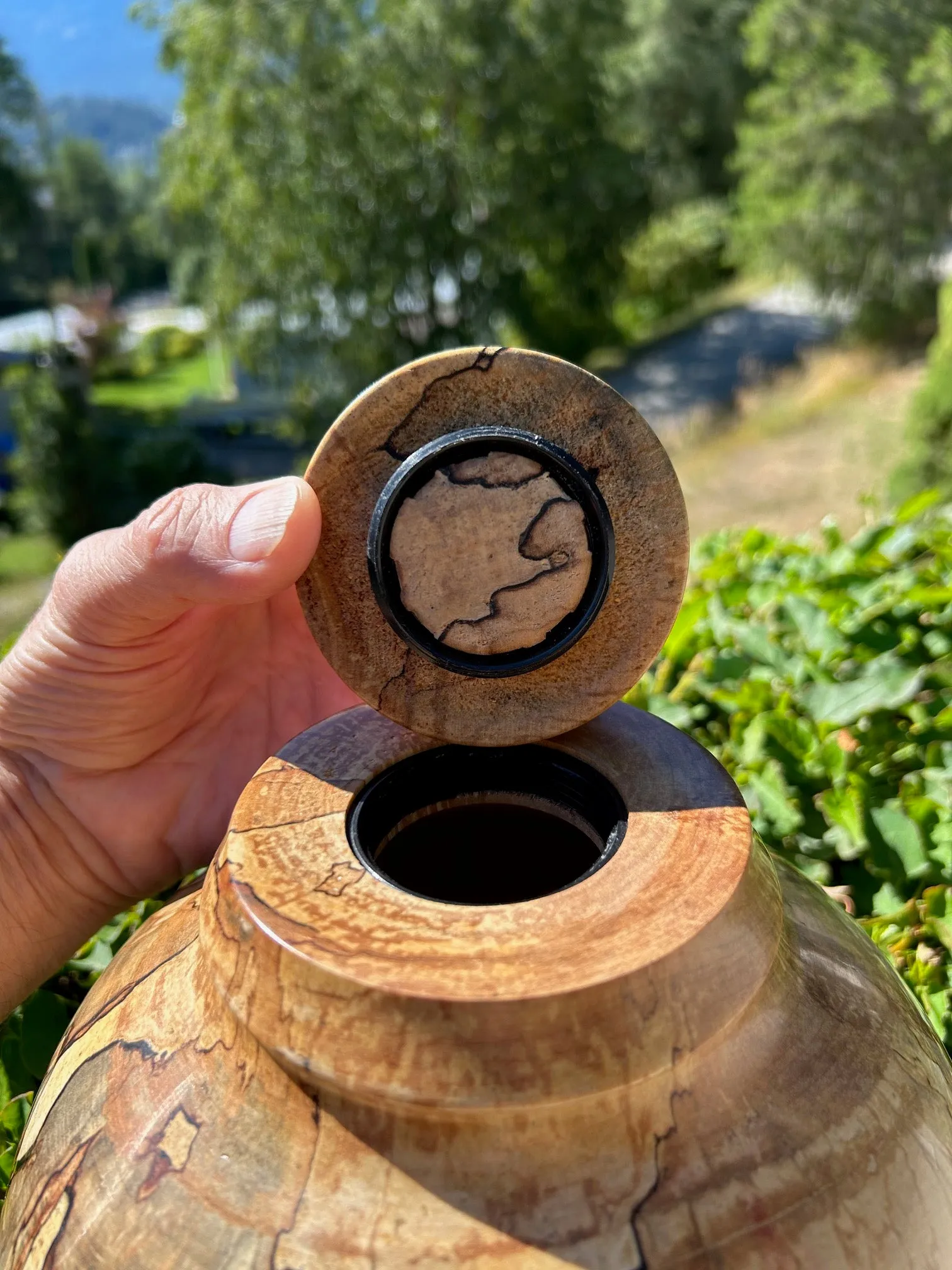 Extra Large Spalted Birch Wood Turned Urn 9