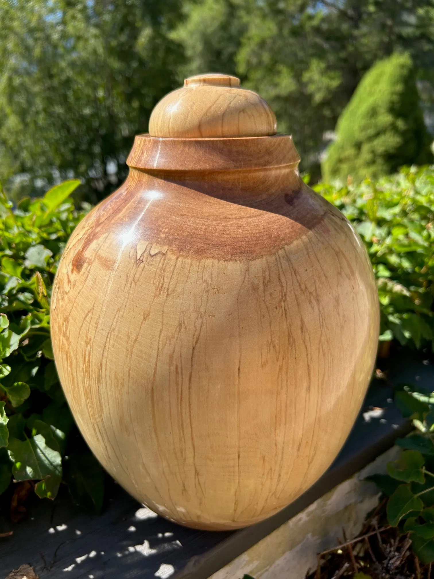 Extra Large Spalted Birch Wood Turned Urn 9