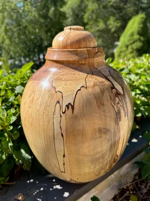 Extra Large Spalted Birch Wood Turned Urn 9