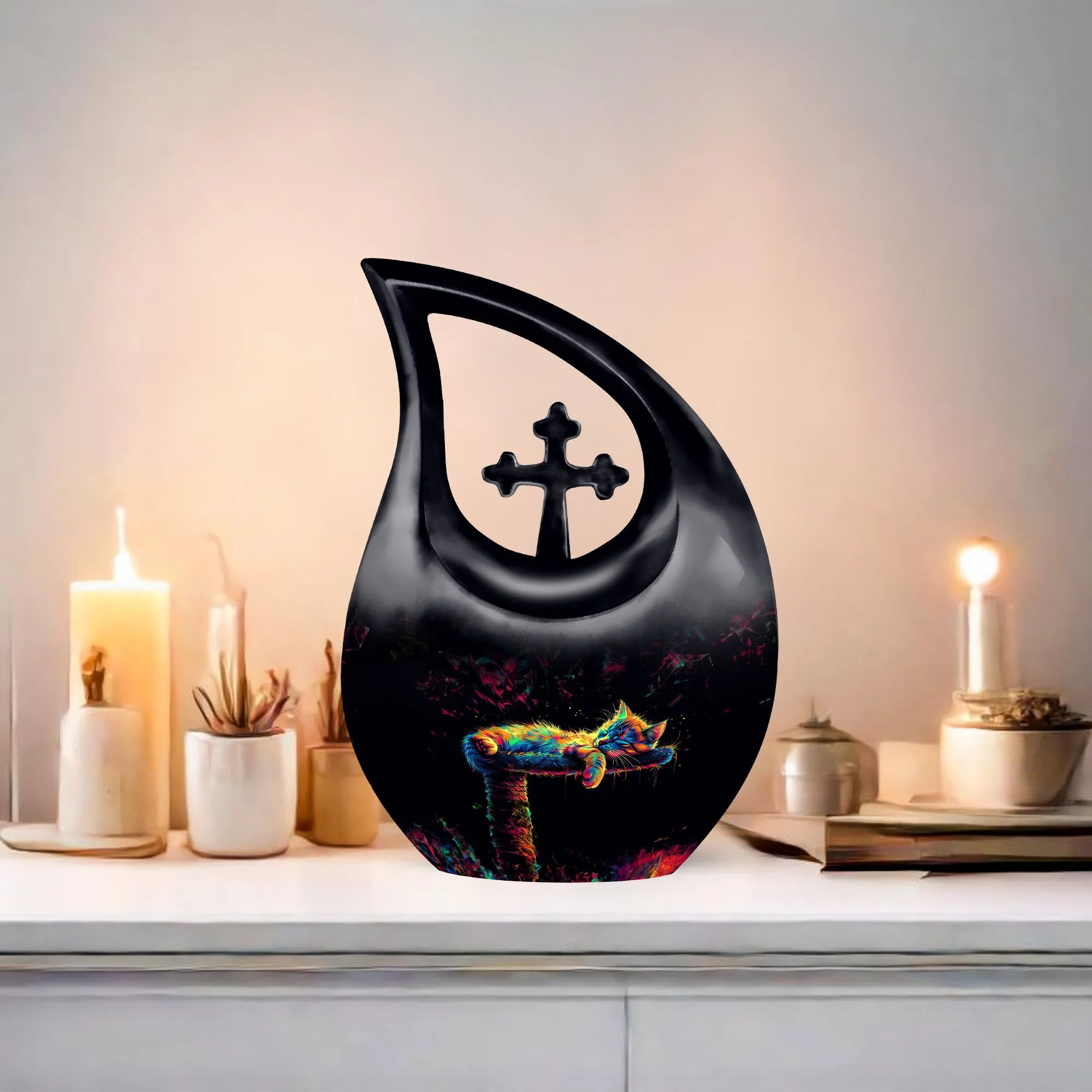 Feline Farewell: Cross Drop Cat Urn For Lovingly Cremated Remains