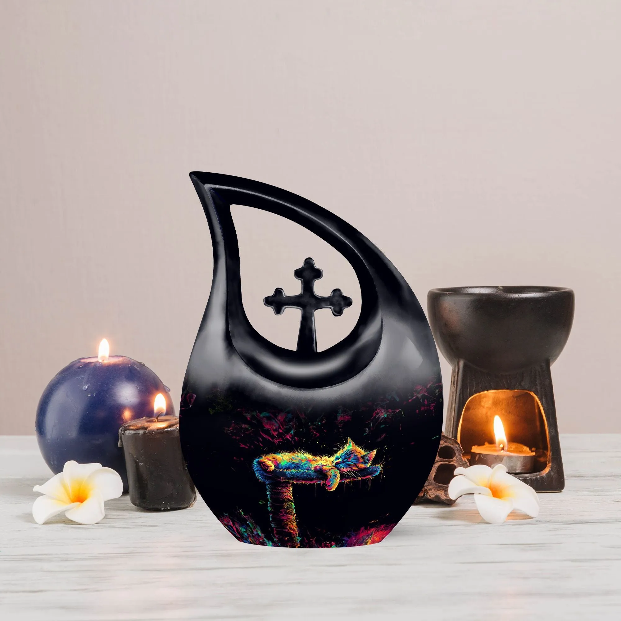 Feline Farewell: Cross Drop Cat Urn For Lovingly Cremated Remains