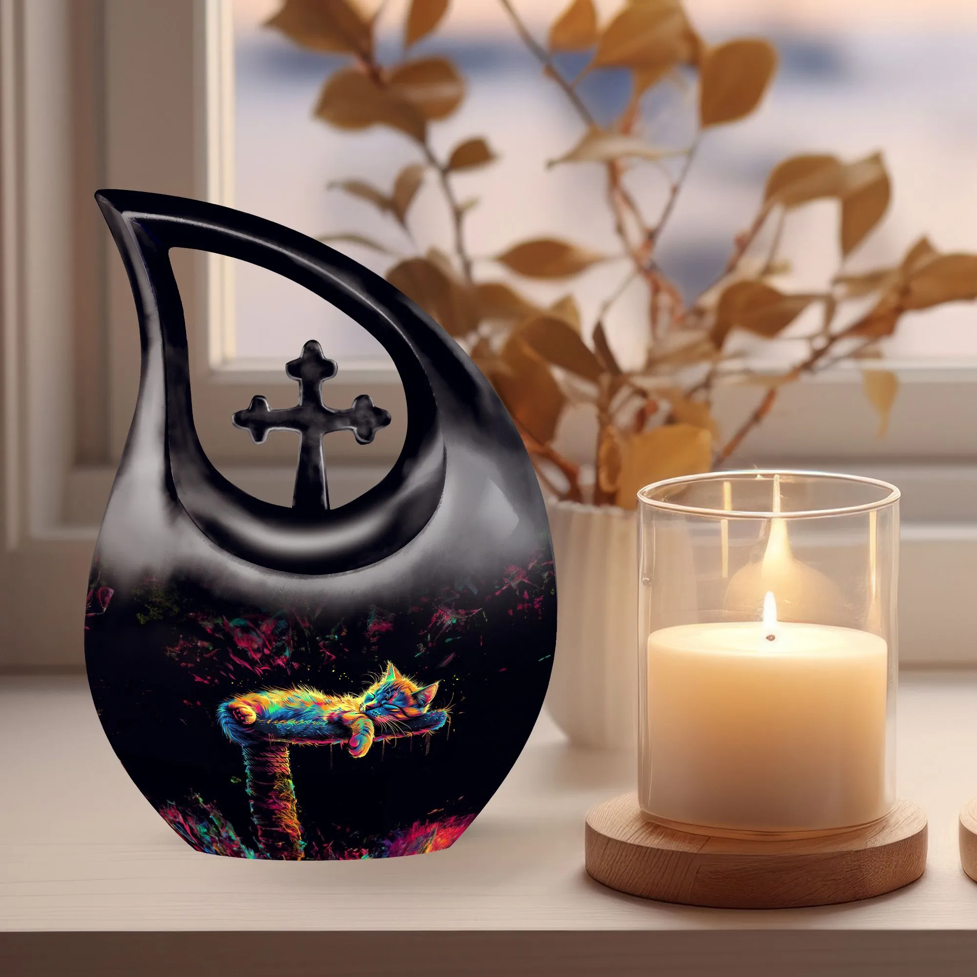 Feline Farewell: Cross Drop Cat Urn For Lovingly Cremated Remains