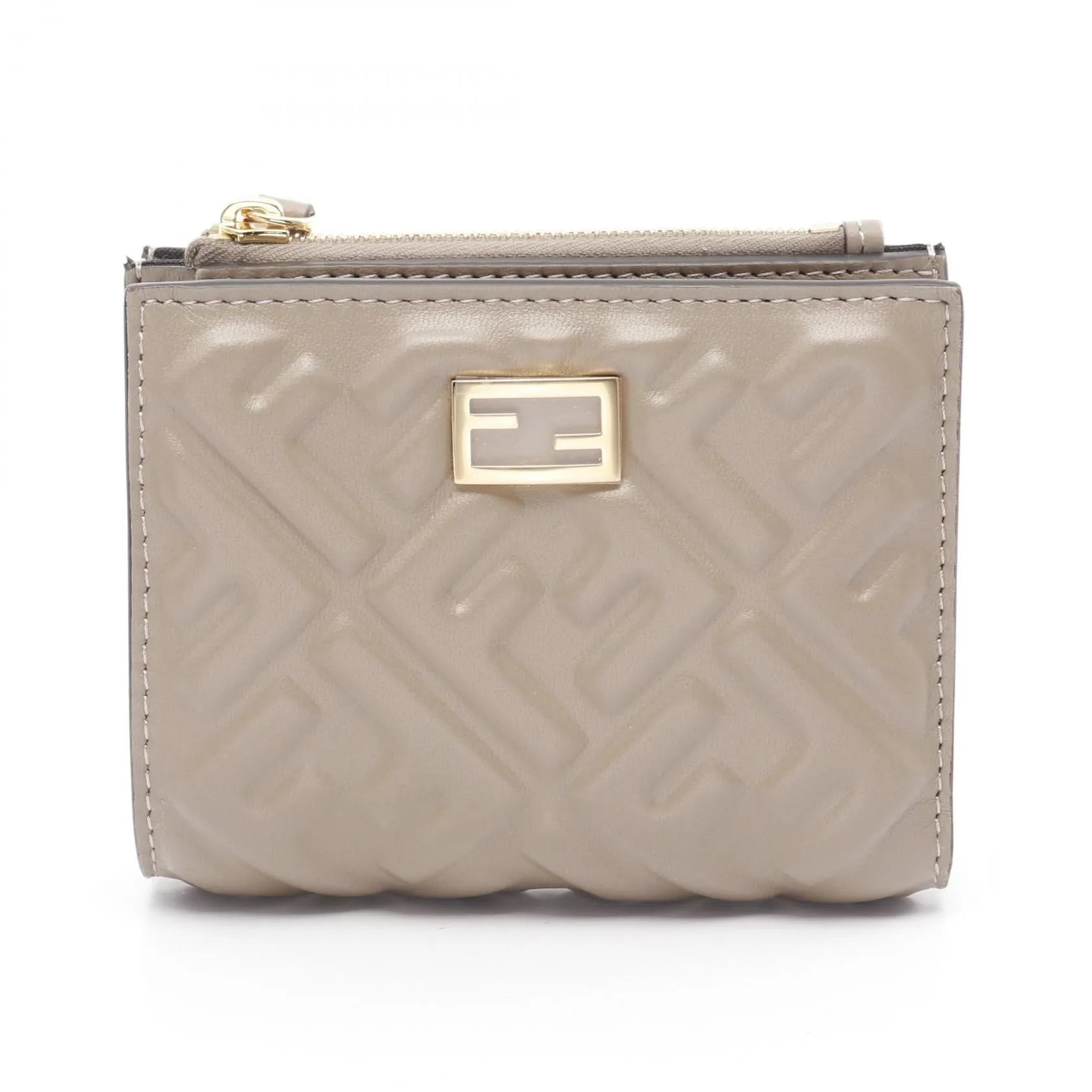 Fendi Leather Slim Baguette FF Pattern Wallet