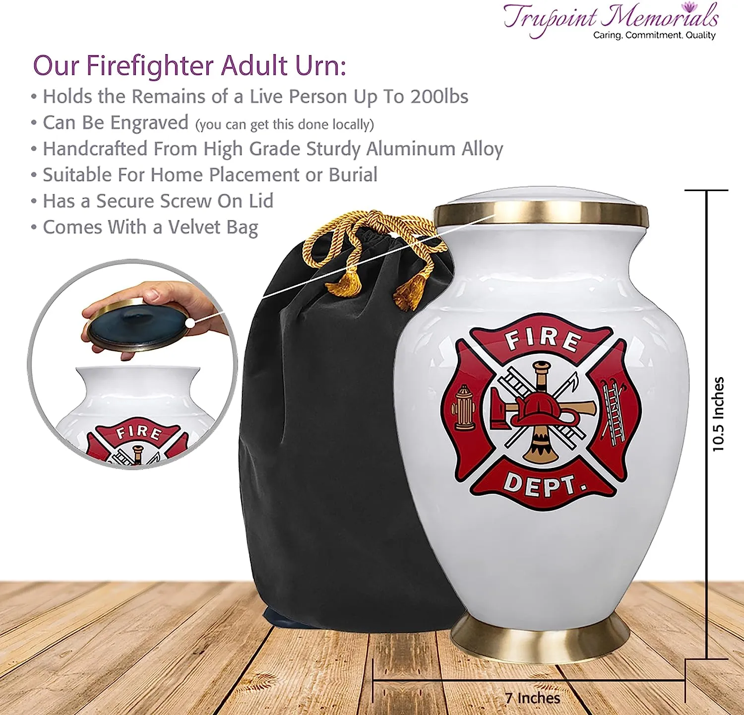 Fire Fighter Large Cremation Urn for Human Ashes