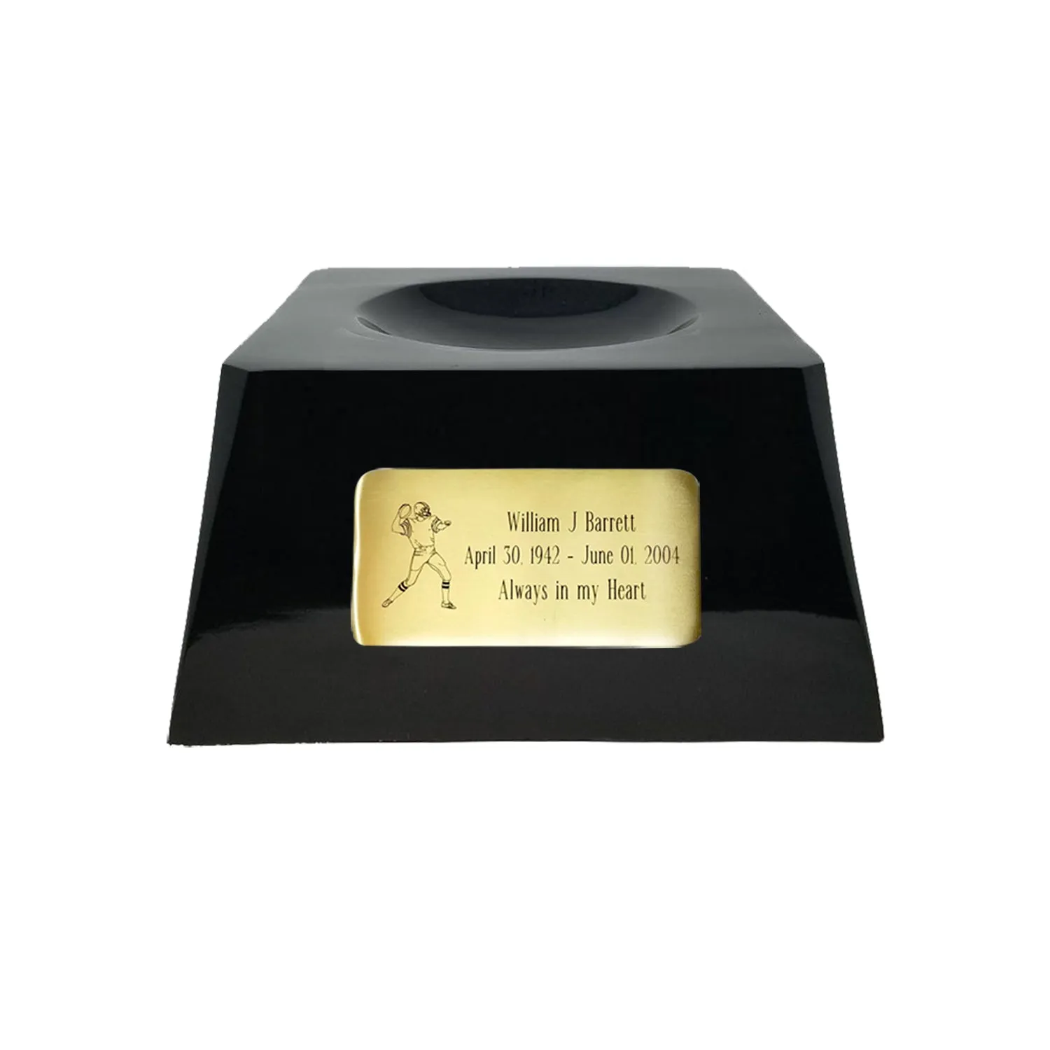 Football Cremation Urn with Optional FSU Seminoles Ball Decor and Custom Metal Plaque