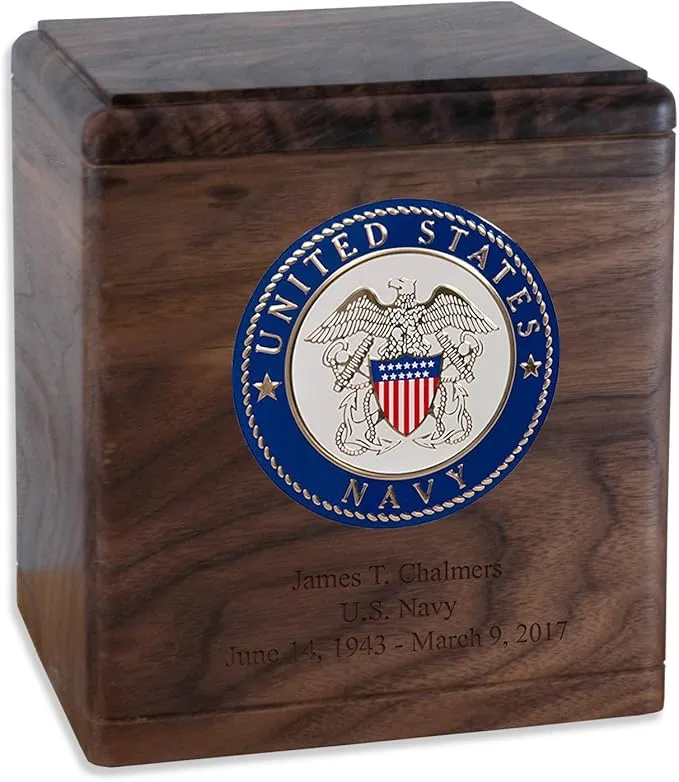 Freedom Solid Wood Military Cremation Urn Made in the USA