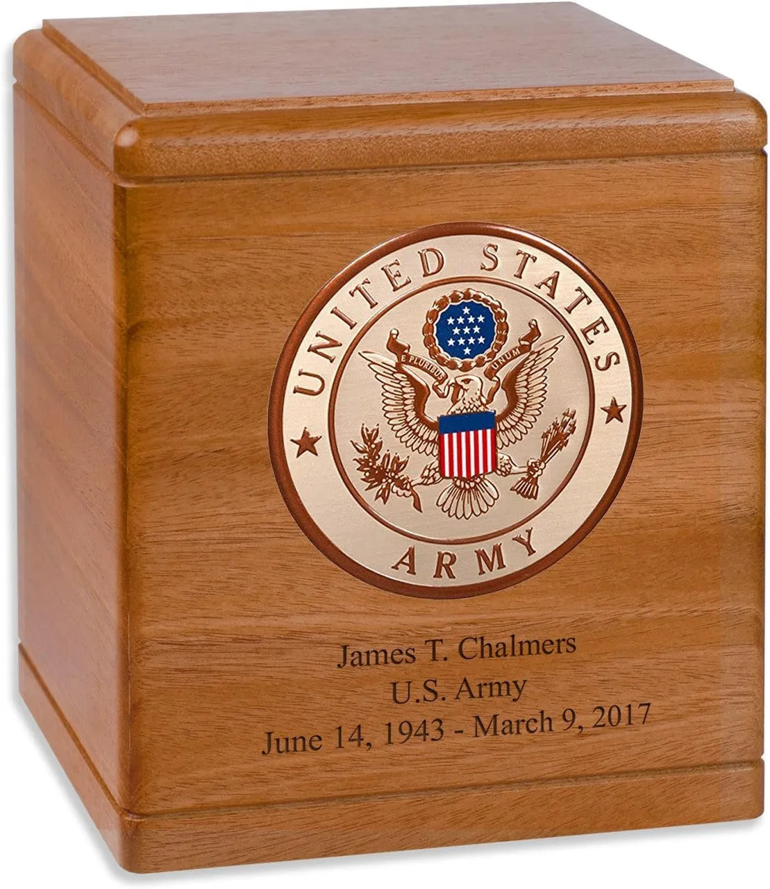 Freedom Solid Wood Military Cremation Urn Made in the USA