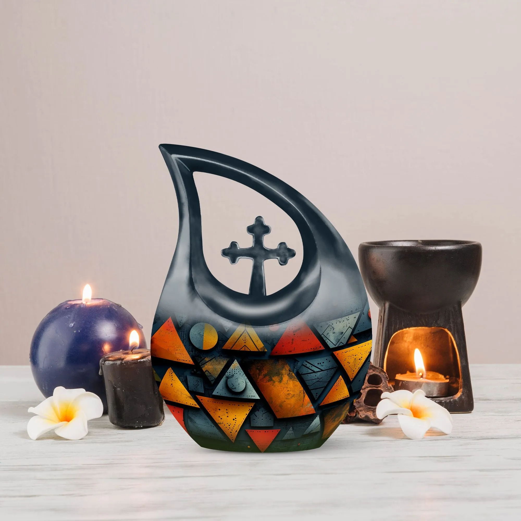Geometric Fusion Spectrum Memorial Urn: Timeless Tribute Urn