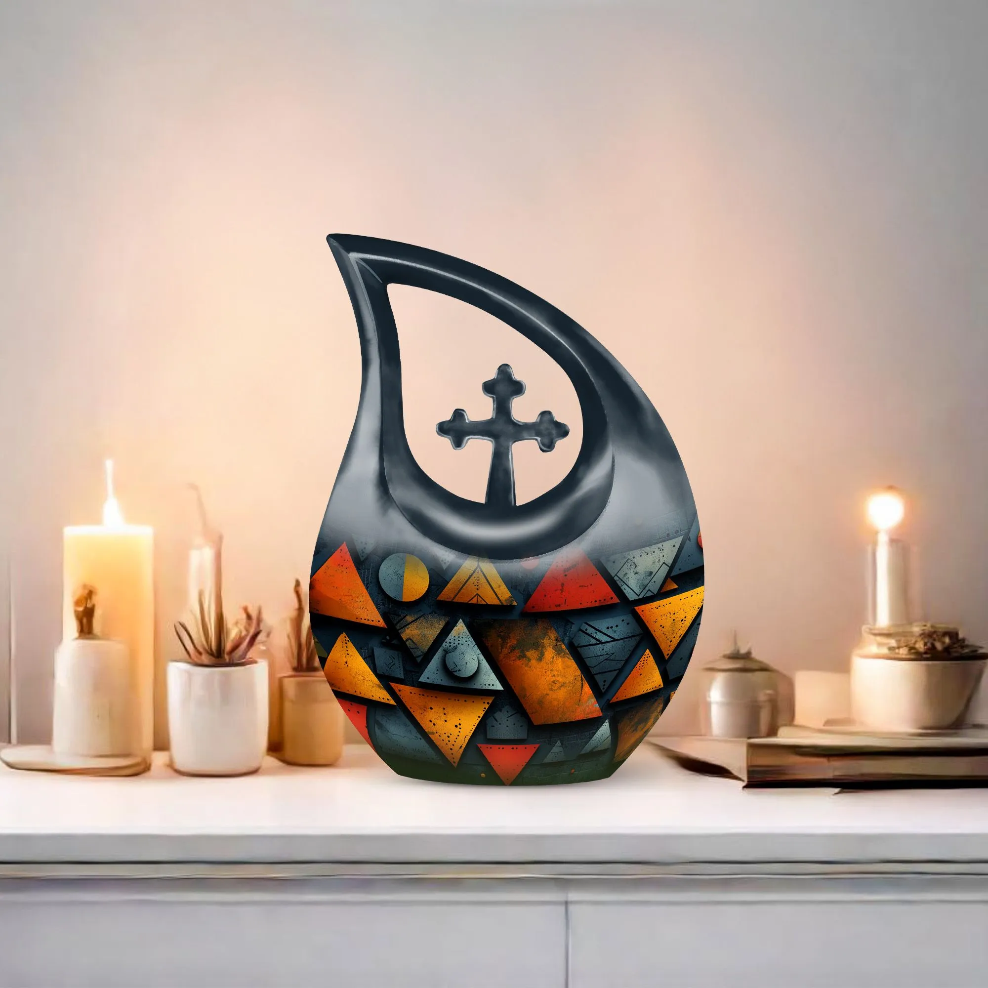 Geometric Fusion Spectrum Memorial Urn: Timeless Tribute Urn