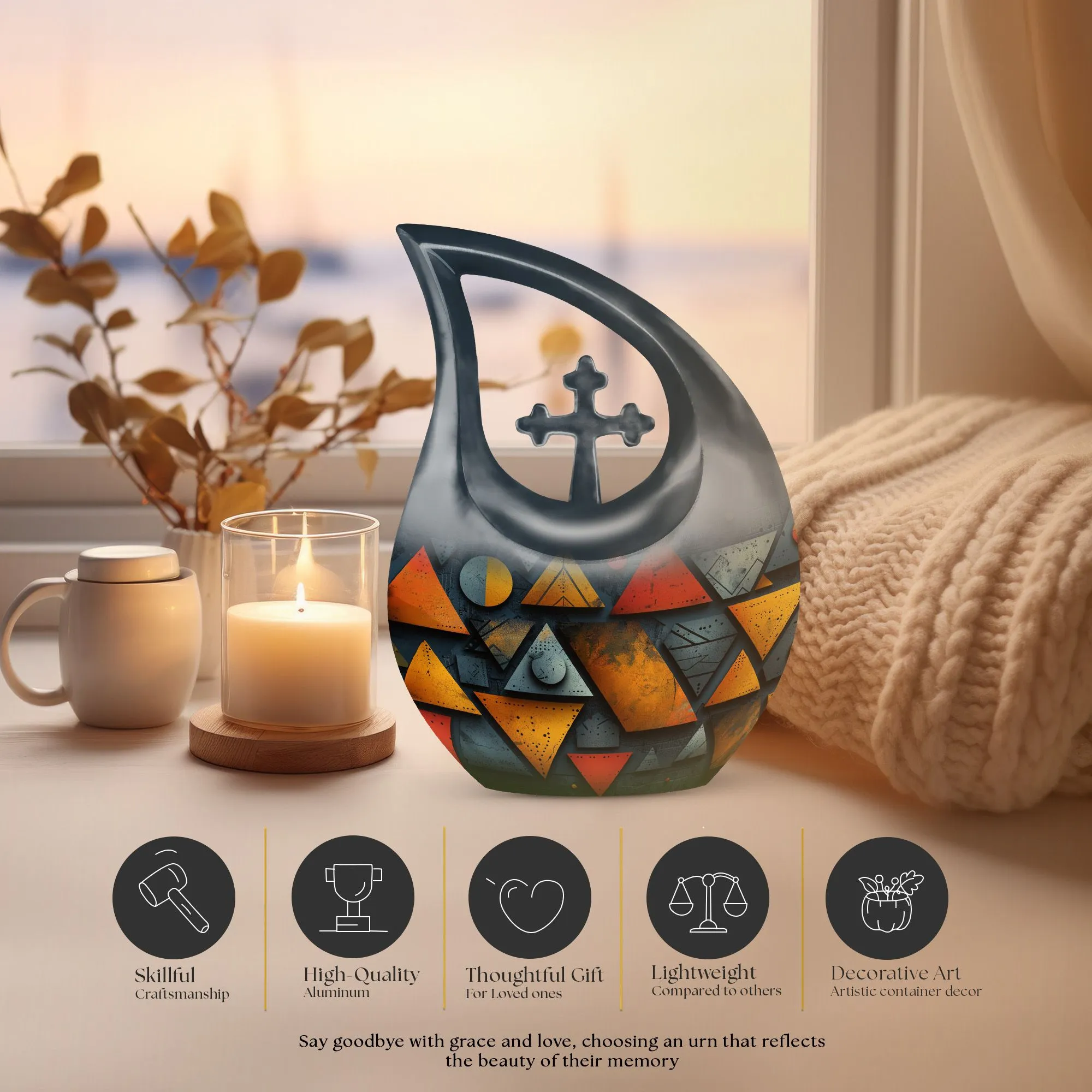 Geometric Fusion Spectrum Memorial Urn: Timeless Tribute Urn