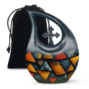 Geometric Fusion Spectrum Memorial Urn: Timeless Tribute Urn