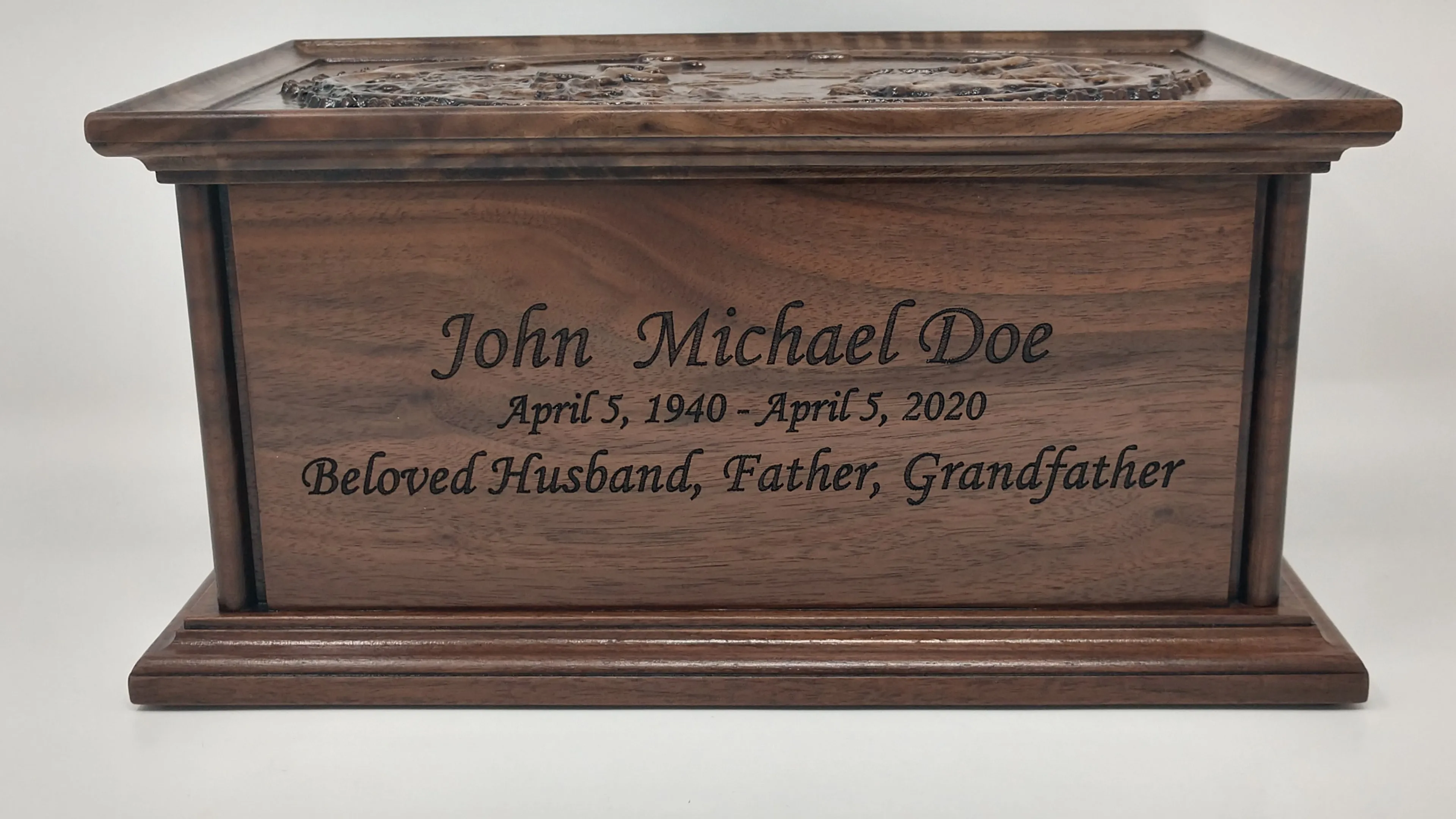 Hand-Carved Cremation Urn with Duck Hunting Scene