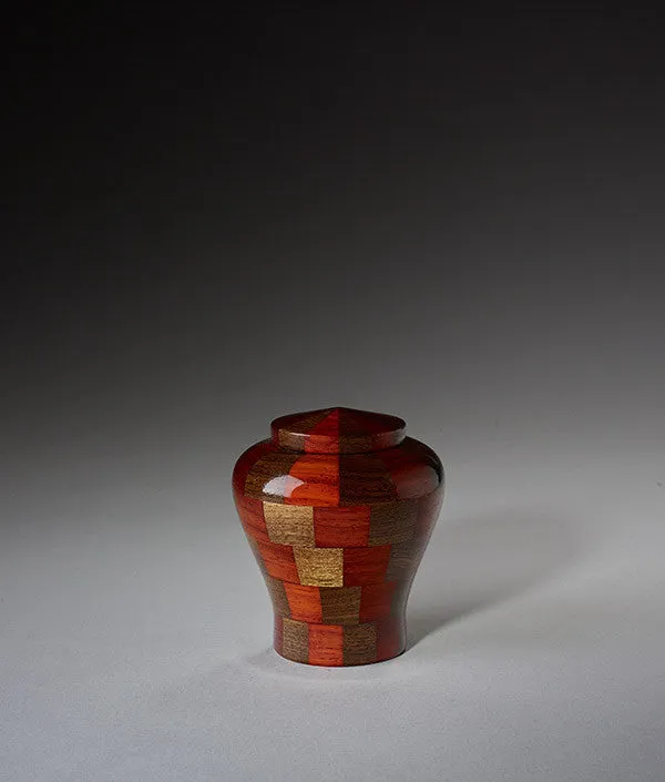 Hand Turned Wood Urn in Black Walnut & Padauk