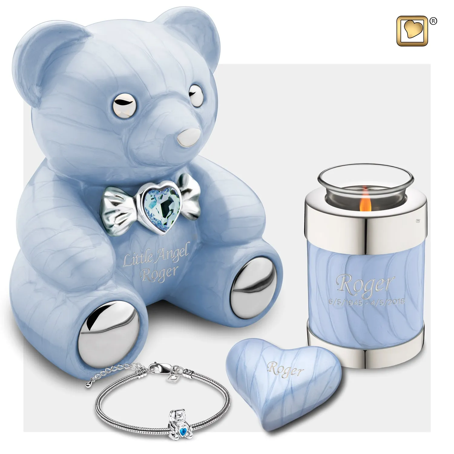 Heart Pearl Blue Keepsake Cremation Urn