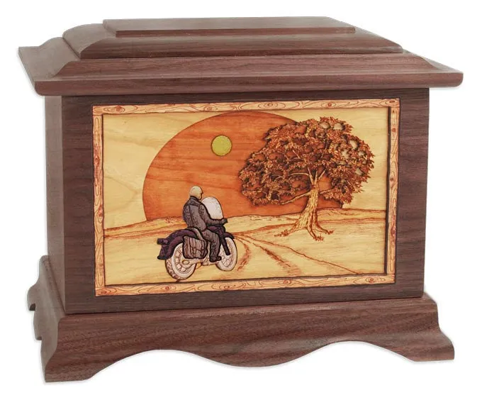 Heartland Motorcycle Cremation Urn with Wood Inlay Art