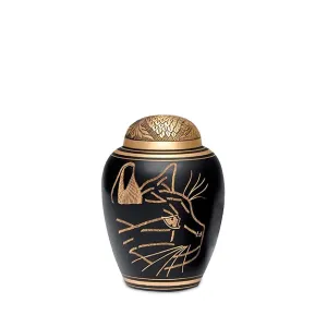 IMPERFECT SELECTION - SMALL Brass Urn -1576- Engraved KITTY face