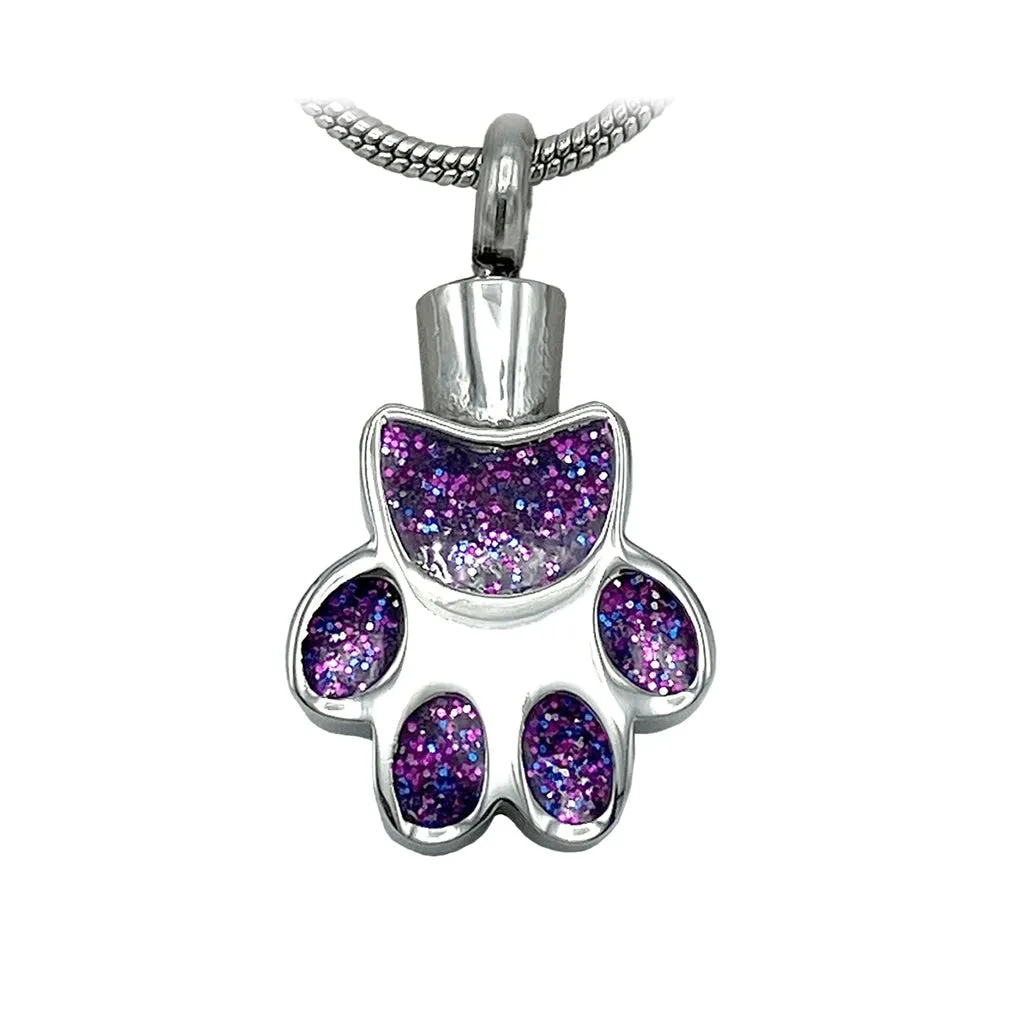 J-154 -Glitter Paw - Pendant with Chain