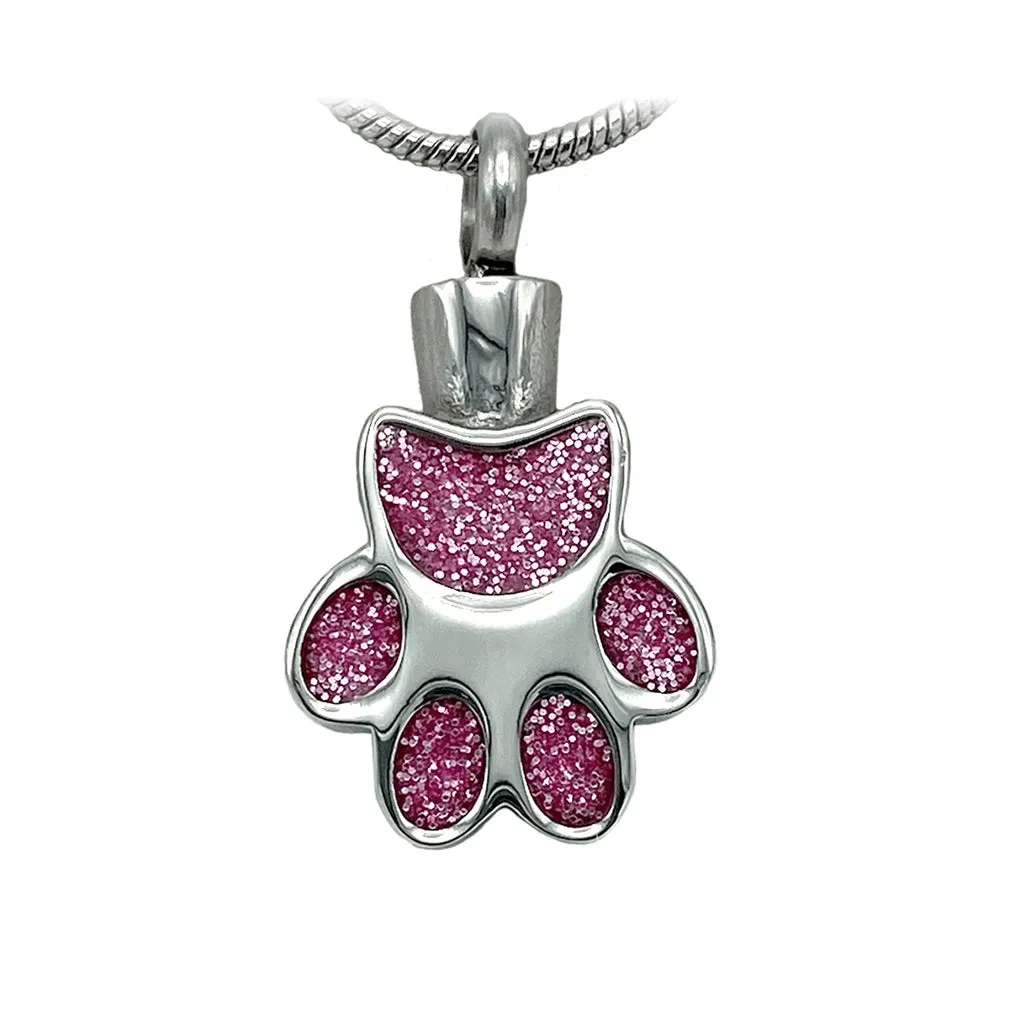 J-154 -Glitter Paw - Pendant with Chain