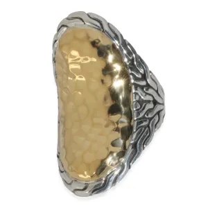 John Hardy Yellow Gold & Sterling Silver  Palu Hammered Saddle Ring