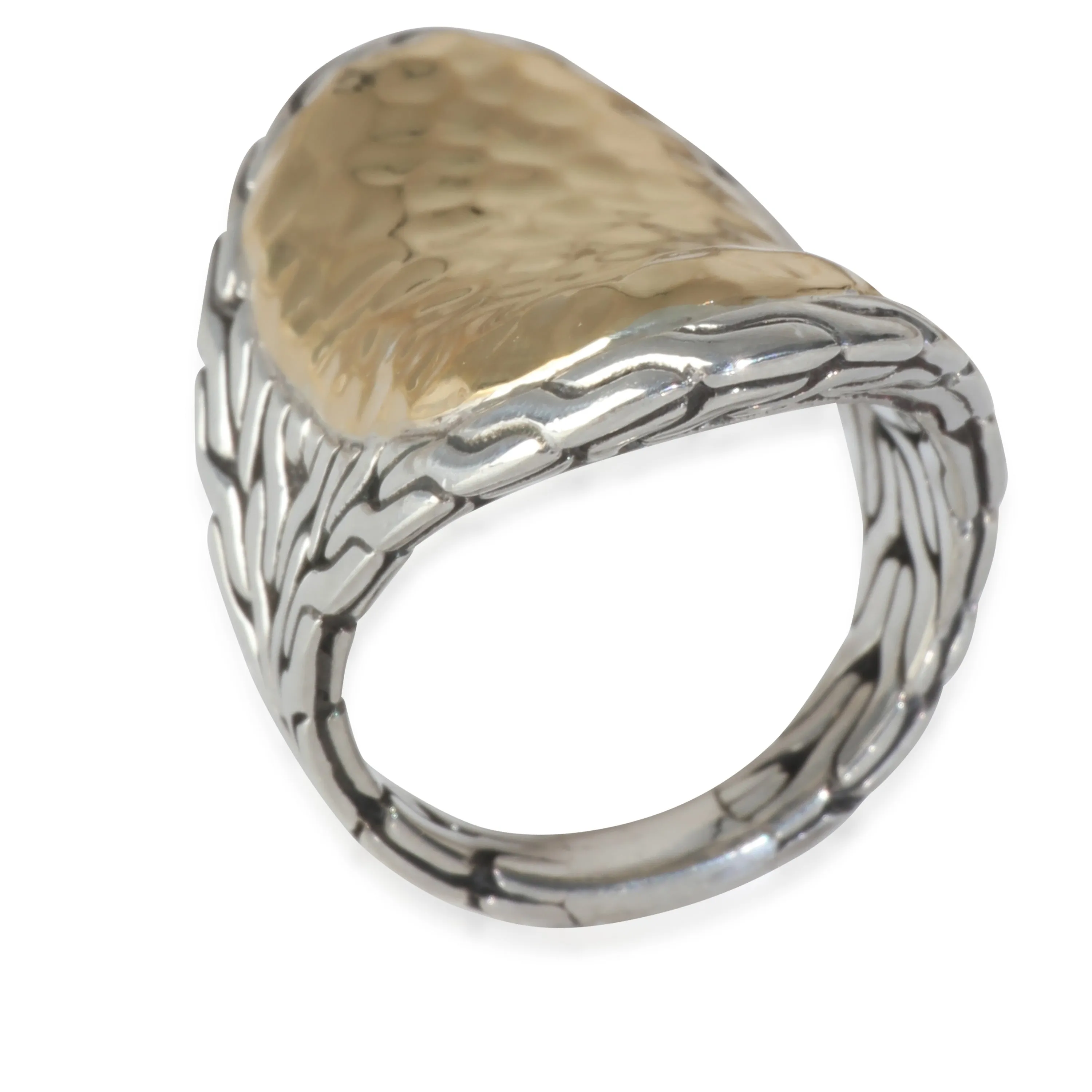 John Hardy Yellow Gold & Sterling Silver  Palu Hammered Saddle Ring