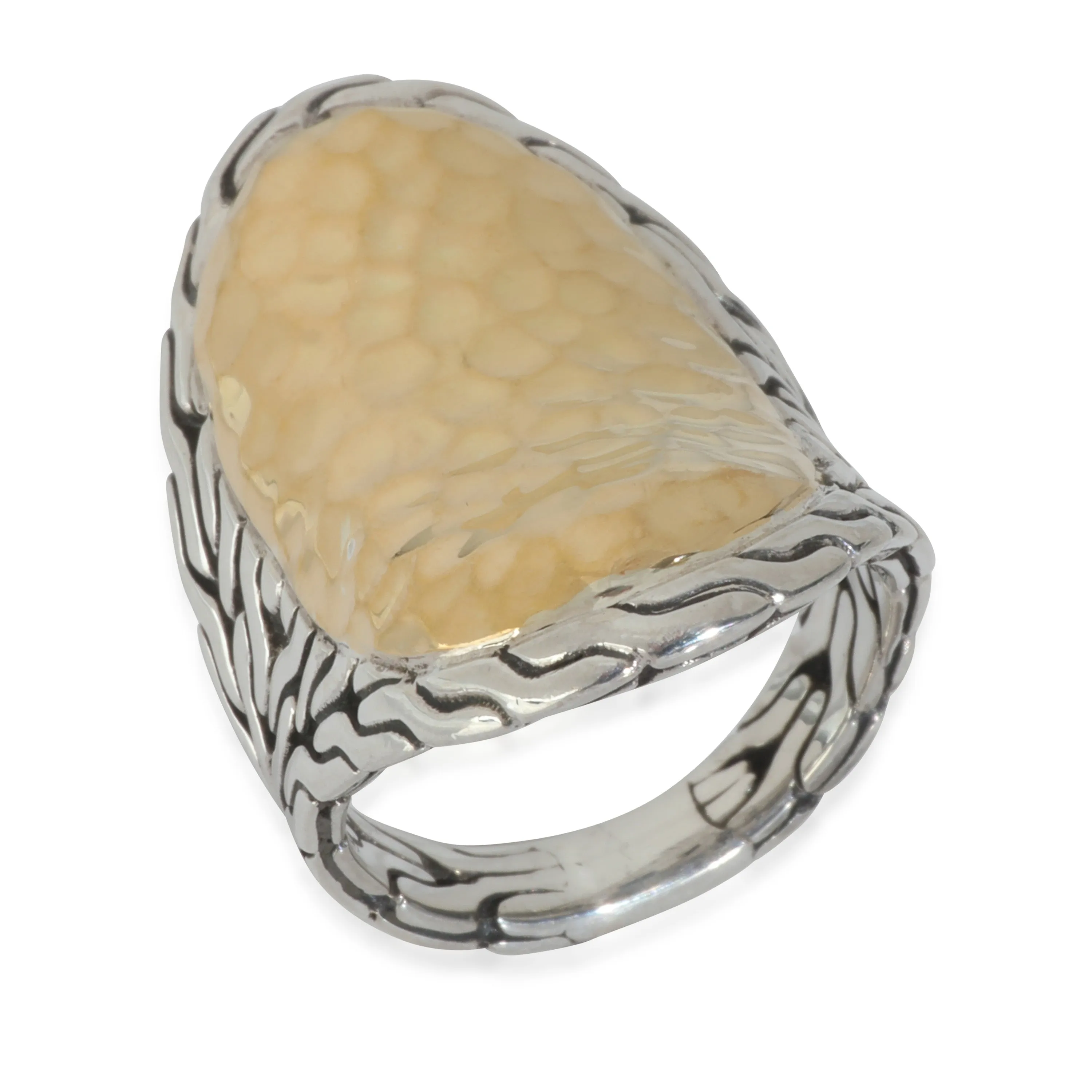 John Hardy Yellow Gold & Sterling Silver  Palu Hammered Saddle Ring