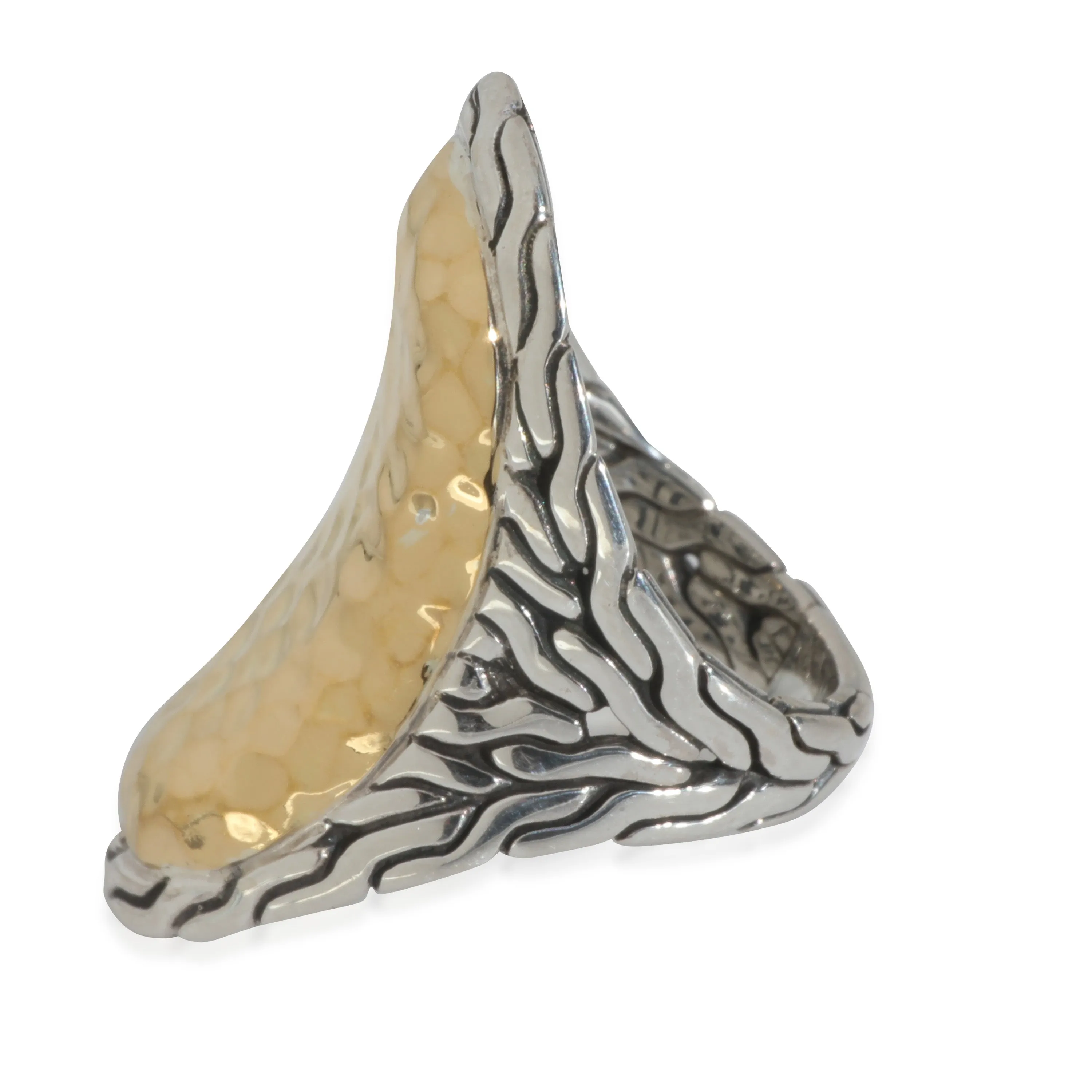John Hardy Yellow Gold & Sterling Silver  Palu Hammered Saddle Ring