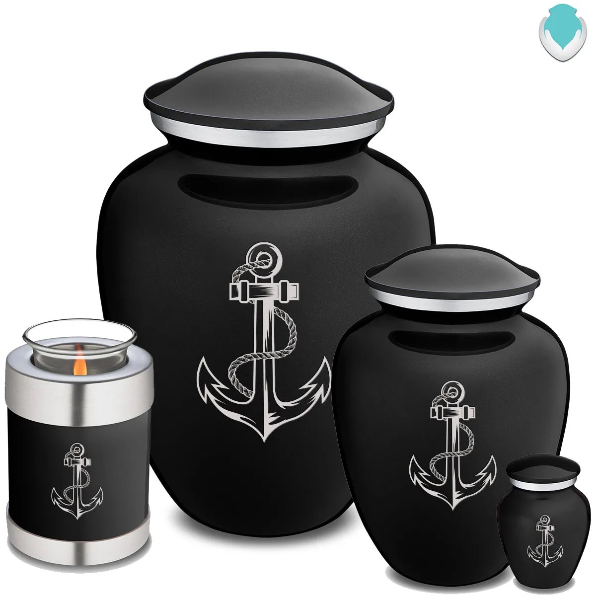 Keepsake Embrace Black Anchor Cremation Urn