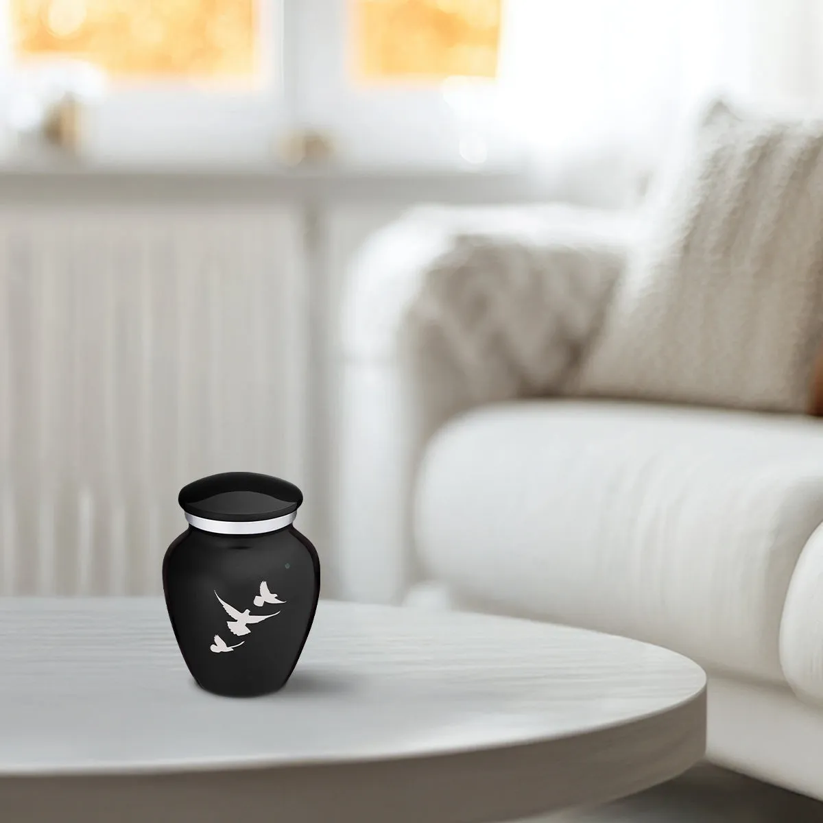 Keepsake Embrace Black Doves Cremation Urn