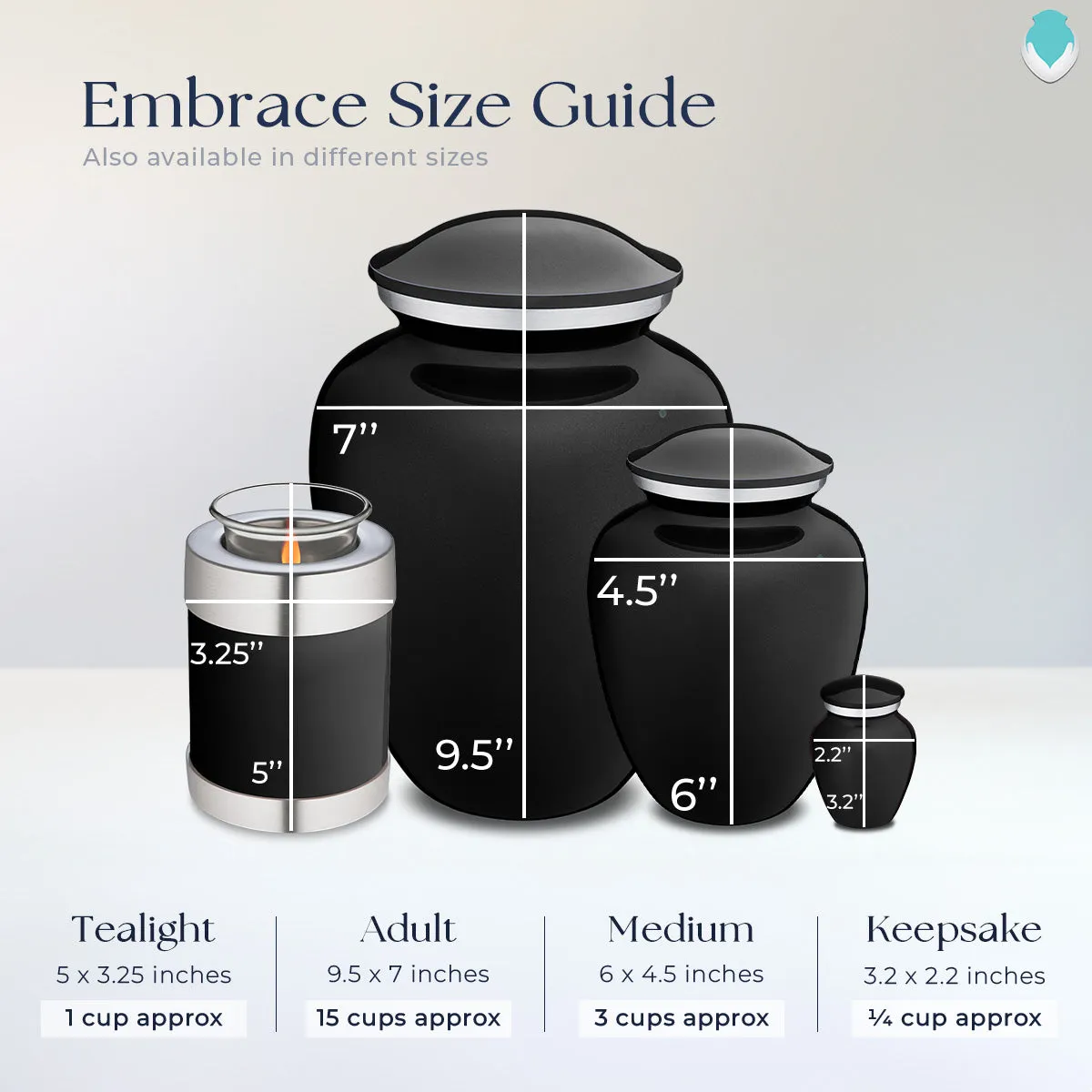 Keepsake Embrace Black Doves Cremation Urn