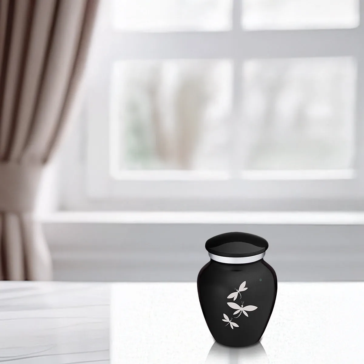 Keepsake Embrace Black Dragonflies Cremation Urn