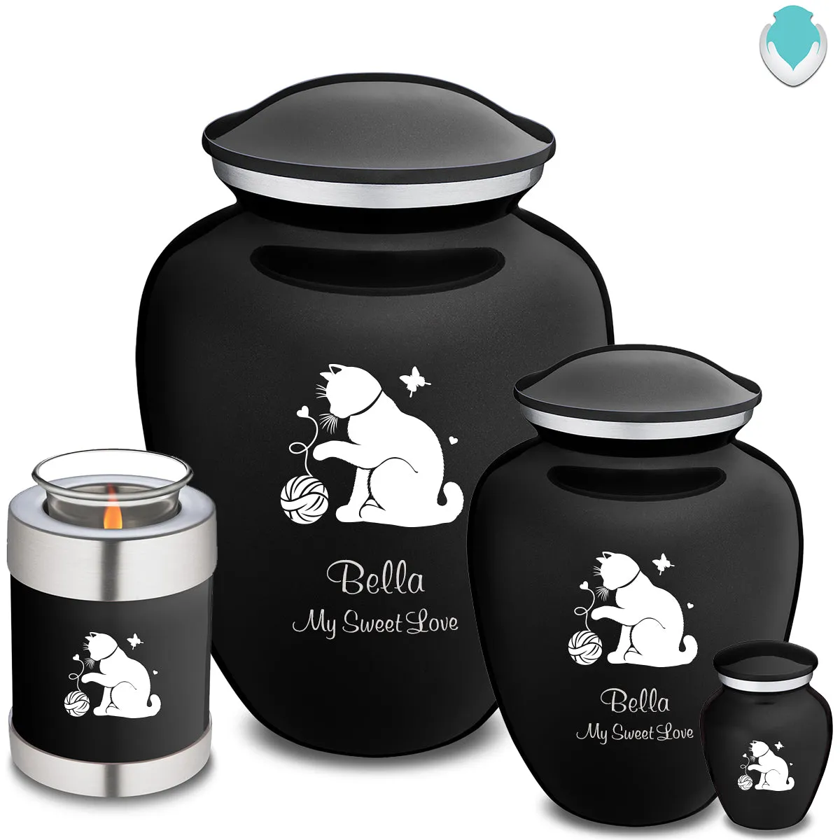 Keepsake Embrace Black Pet Fun Cat Cremation Urn