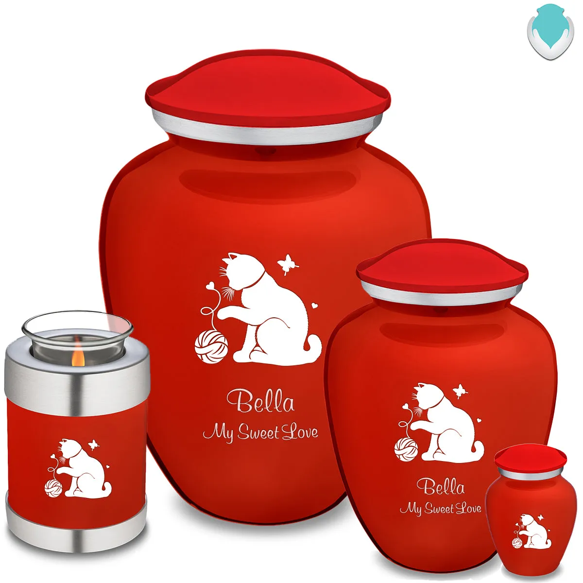 Keepsake Embrace Bright Red Pet Fun Cat Cremation Urn