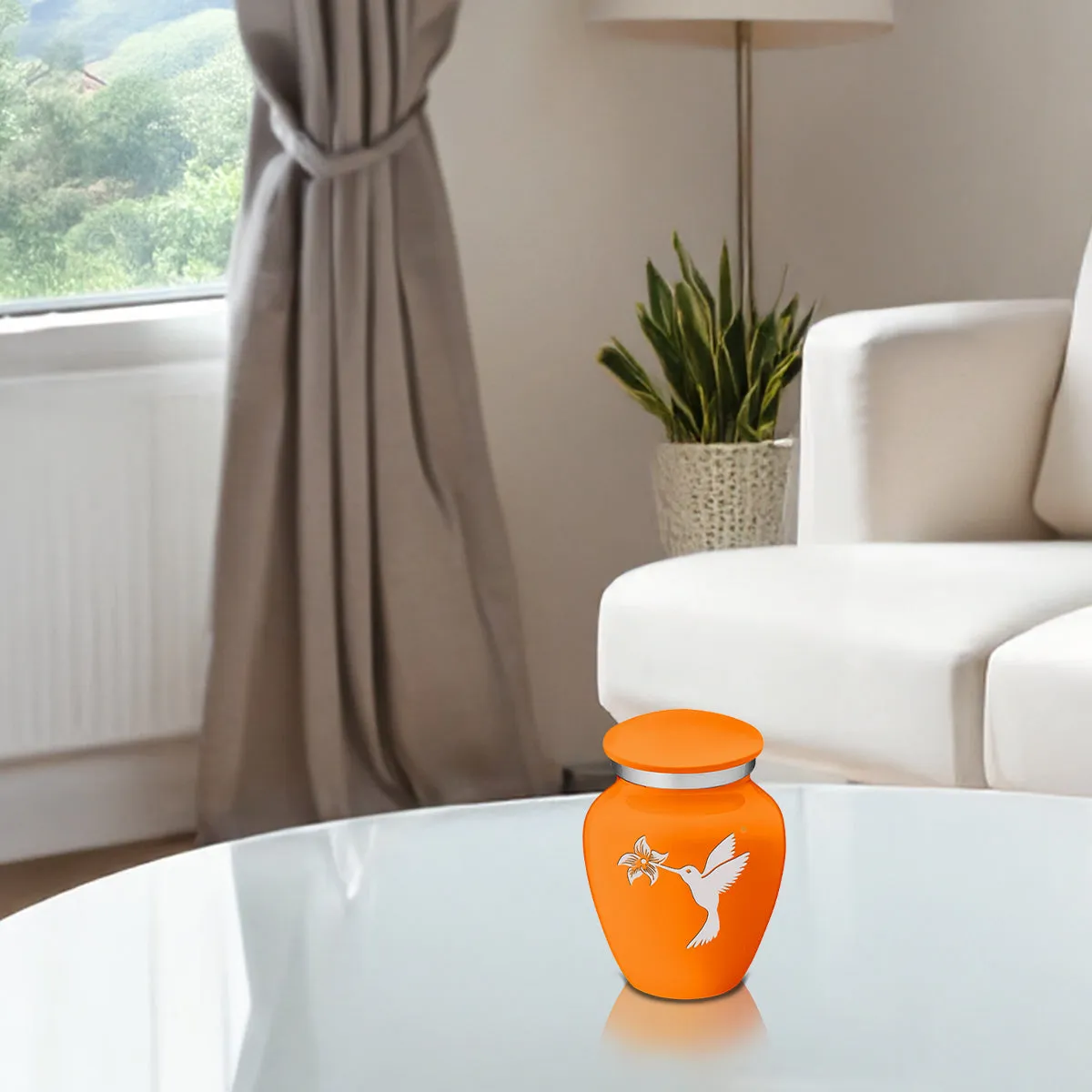 Keepsake Embrace Burnt Orange Hummingbird Cremation Urn