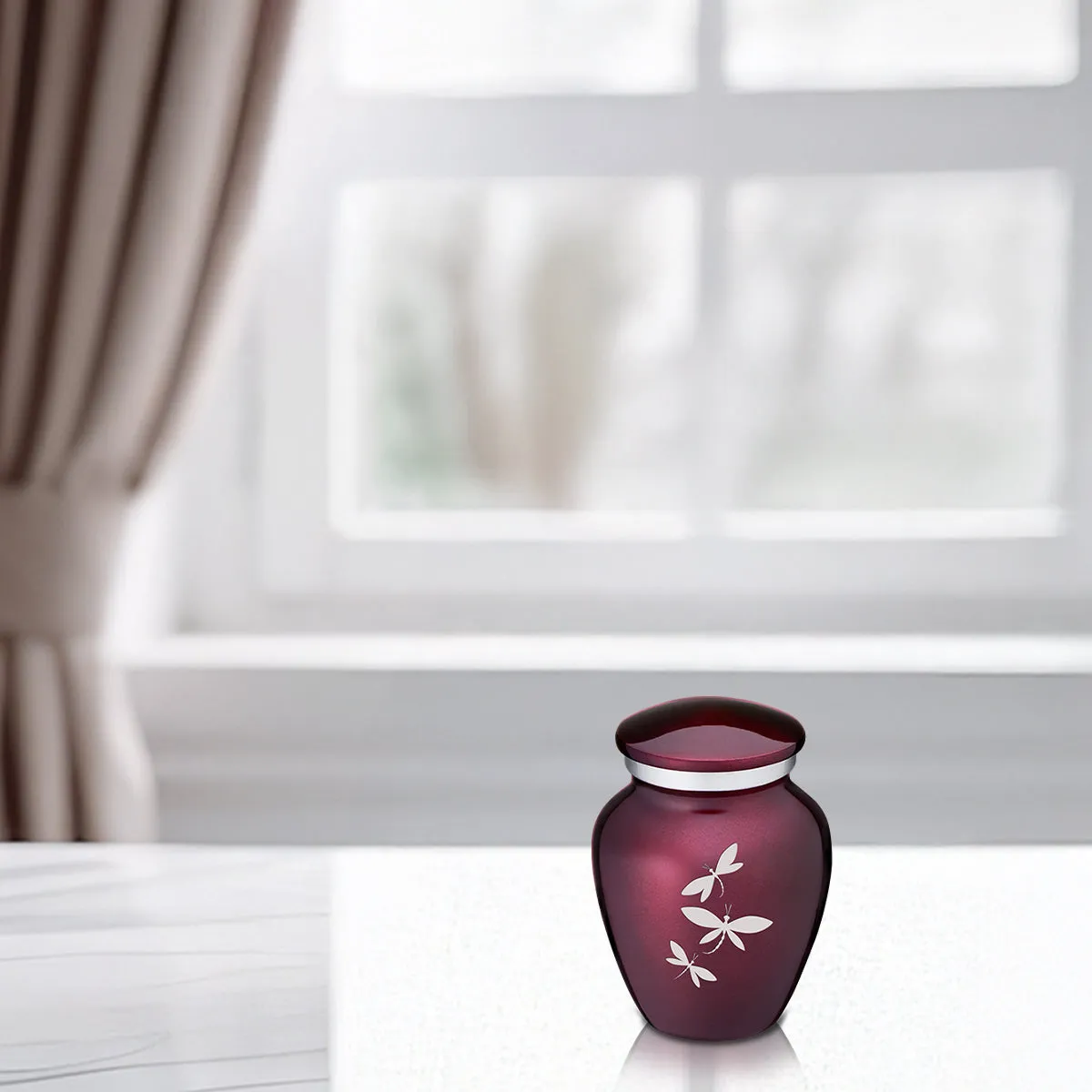 Keepsake Embrace Cherry Purple Dragonflies Cremation Urn