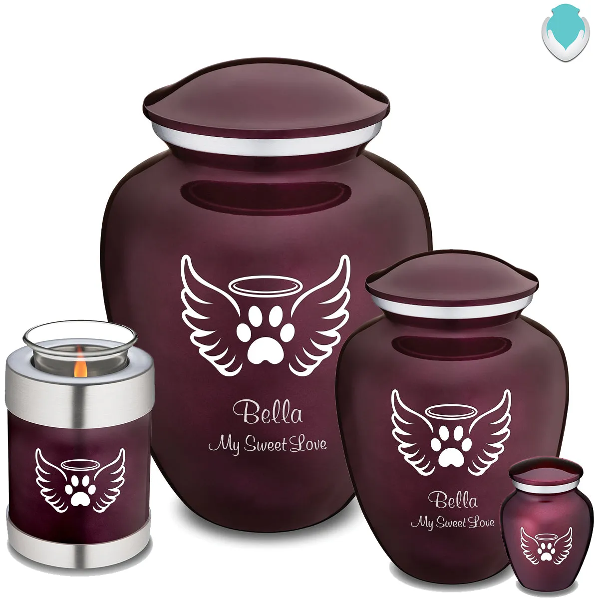 Keepsake Embrace Cherry Purple Pet Angel Wings Cremation Urn